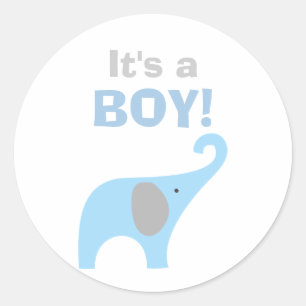 Blue and Grey Elephant Baby Shower Seal