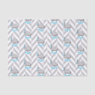 Blue and Grey Elephant 👶 Baby Shower Tissue Paper