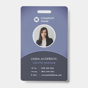 Blue And Grey Employee Photo ID Company Logo Cool Badge