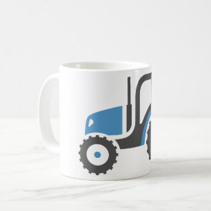 Blue and Grey Farm Tractor Icon Coffee Mug