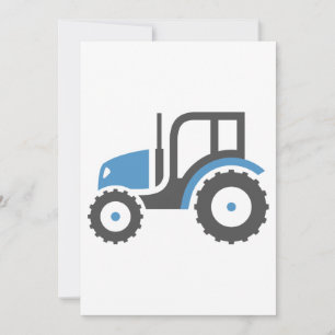 Blue and Grey Farm Tractor Icon Invitation