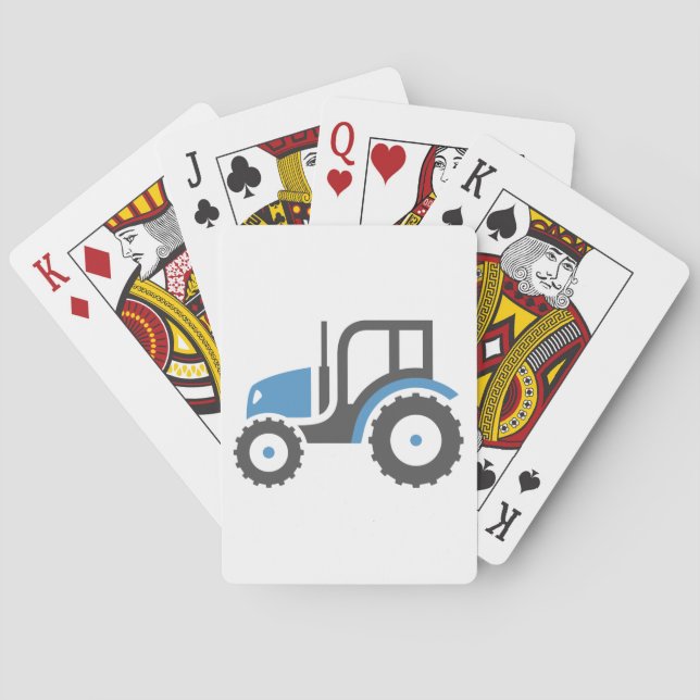 Blue and Grey Farm Tractor Icon Playing Cards (Back)