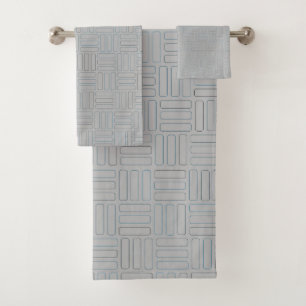 Blue and Grey Geometric Bath Towel Set