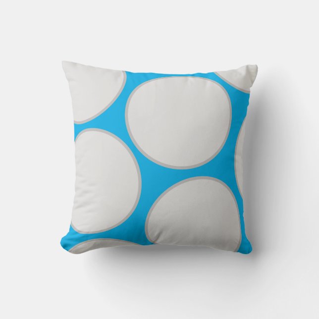 Blue and grey geometric circles cushion (Front)