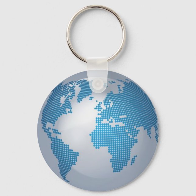 Blue and Grey Globe Key Ring (Front)