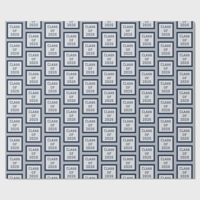 Blue and Grey Graduation Wrapping Paper 2026 (Flat)