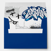 Blue and grey graffiti envelope