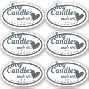 Blue and Grey Heart on White Simple Soy Candles