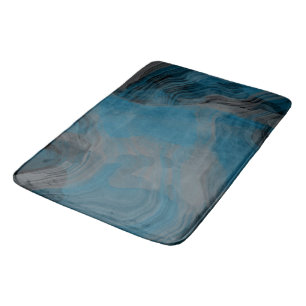 Blue and Grey Marble Abstract Bath Mat