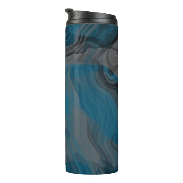 Blue and Grey Marble Abstract Thermal Tumbler (Rotated Right)