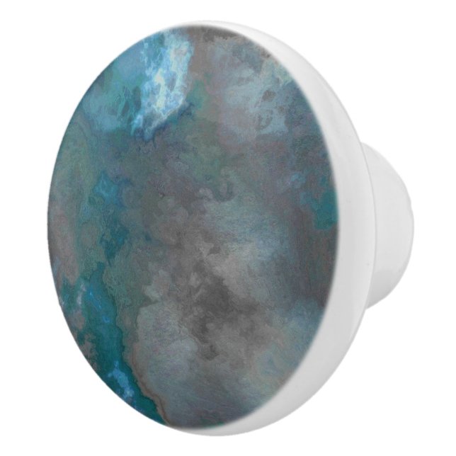 Blue and grey Marble Texture Ceramic Knob (Right)