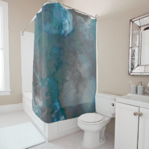 Blue and grey Marble Texture Shower Curtain