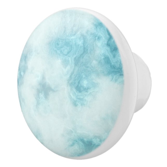 Blue And Grey Marbled Ceramic Knob (Right)