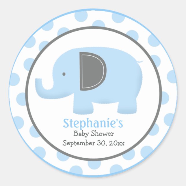 Blue and Grey Mod Elephant Round Sticker (Front)