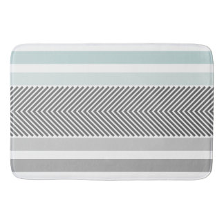 Blue and Grey Modern Abstract Arrow Pattern Bath Mat
