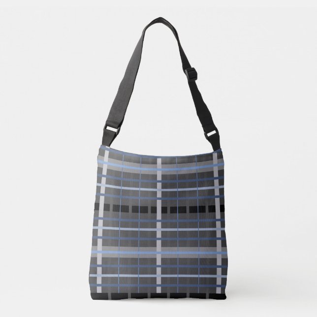 Blue and Grey Plaid Crossbody Bag (Front)