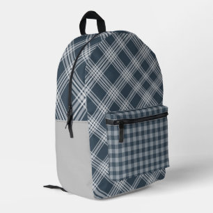Blue and Grey Plaid Print Cut Sew Bag