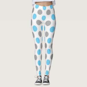 Blue and grey polka dots pattern leggings