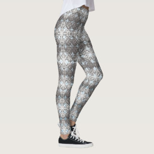 Blue and Grey Polka Dots Pattern Leggings