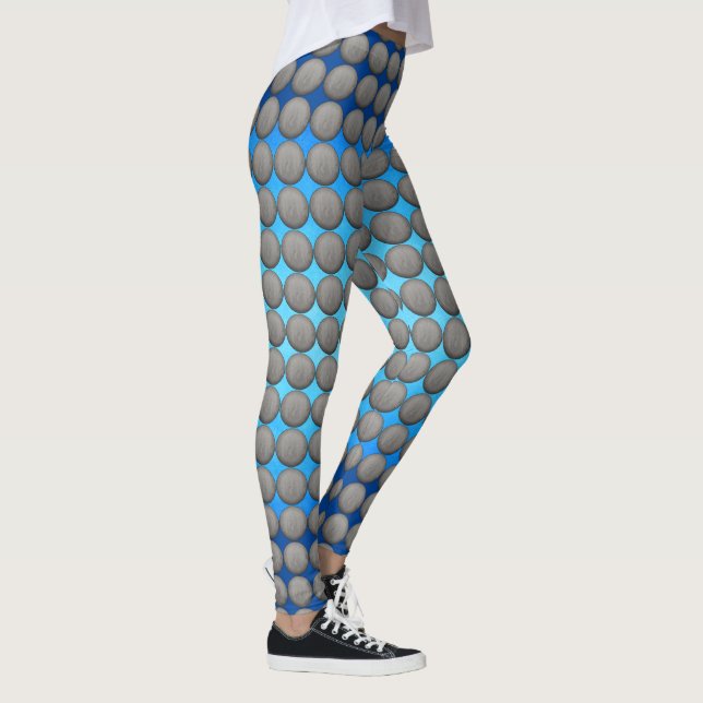 Blue and Grey Polka Dots Pattern Leggings (Right)