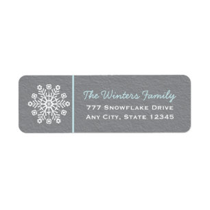 Blue and Grey Snowflake Return Address Labels