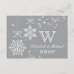 Blue and Grey Snowflake RSVP Card