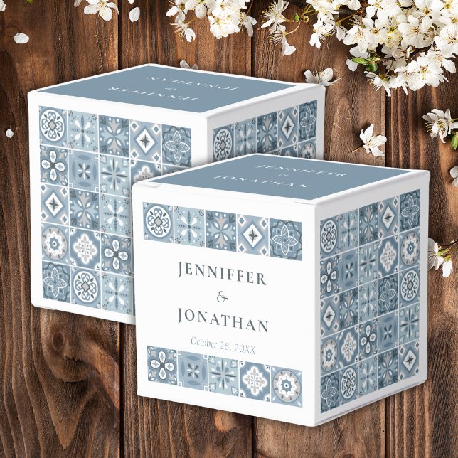 Blue and Grey Spanish tiles Favour Box (Creator Uploaded)