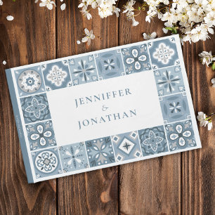 Blue and grey Spanish tiles Guest Book