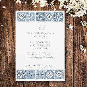 Blue and grey Spanish tiles menu