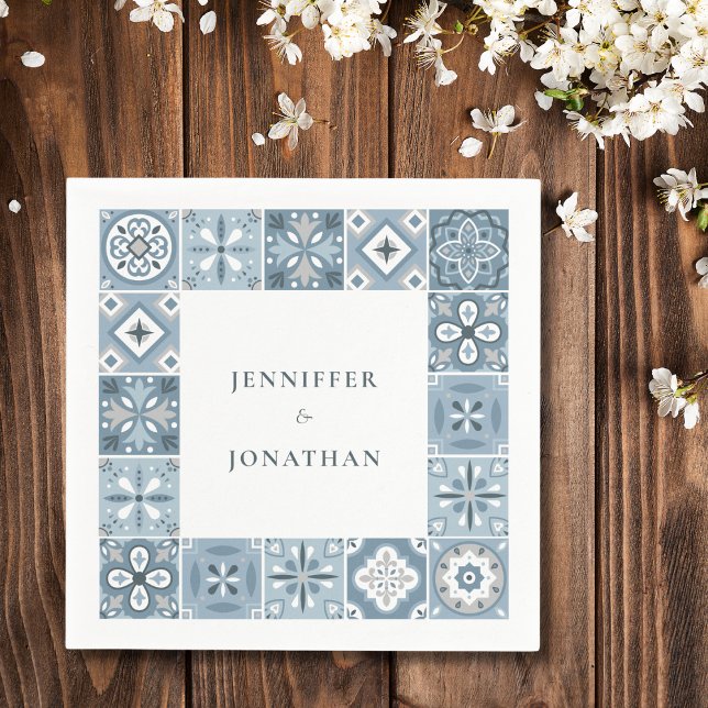 Blue and grey spanish tiles napkin (Creator Uploaded)