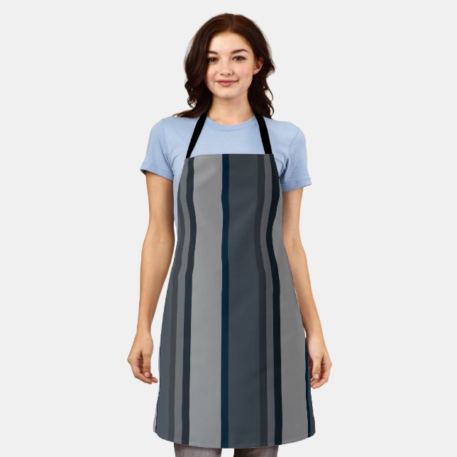 Blue and grey stripes apron (Worn)
