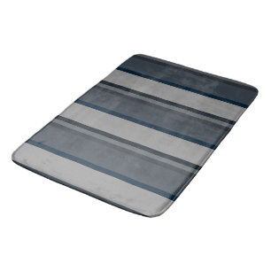 Blue and grey stripes bath mat