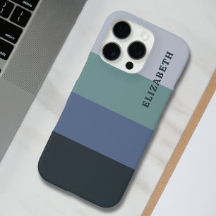 Blue and Grey Stripes Pattern iPhone 16 Pro Case