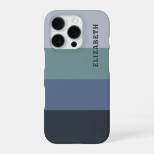 Blue and Grey Stripes Pattern iPhone 16 Pro Case