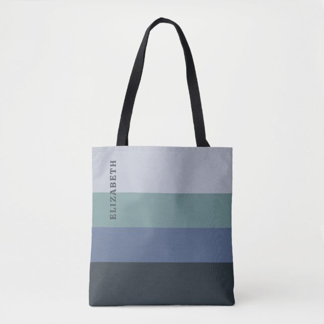 Blue and Grey  Stripes Pattern  Tote Bag (Front)