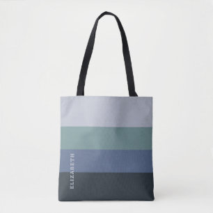 Blue and Grey Stripes Pattern Tote Bag