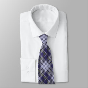 Blue and grey tartan plaid pattern tie