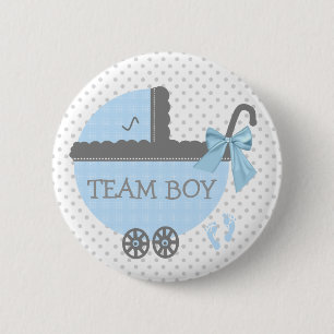 Blue and Grey Team Boy Baby Carriage Shower 6 Cm Round Badge