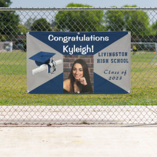 Blue and Grey Vinyl Graduation Photo Banner
