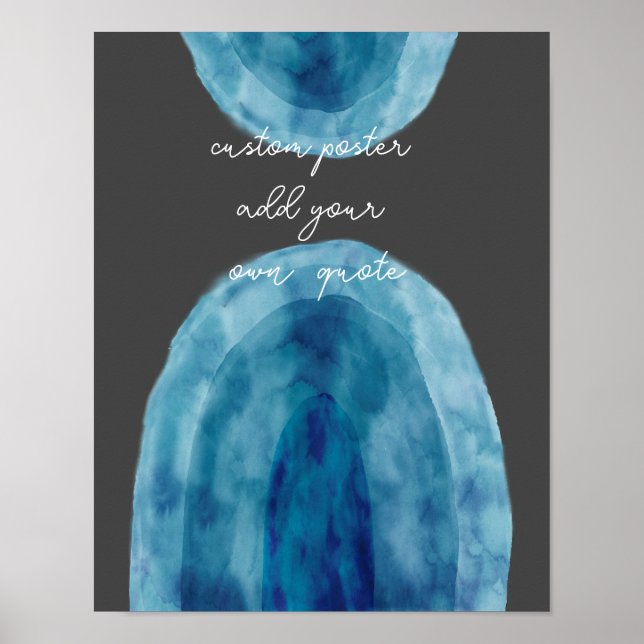 blue and grey  watercolor add text custom  poster (Front)