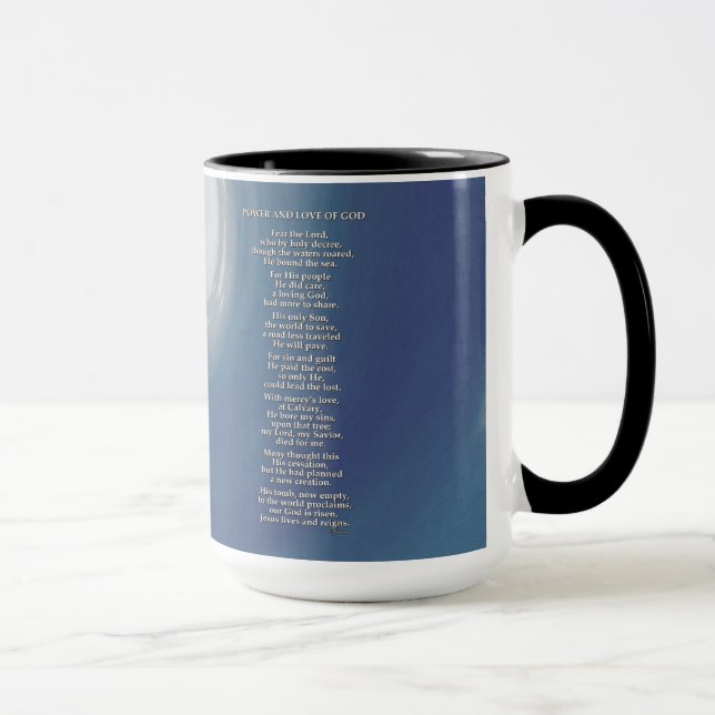 Blue and Grey Wave with Religious Biblical Poem  Mug (Right)