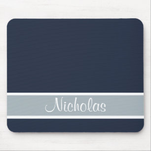 Blue and Grey with Name Mouse Mat