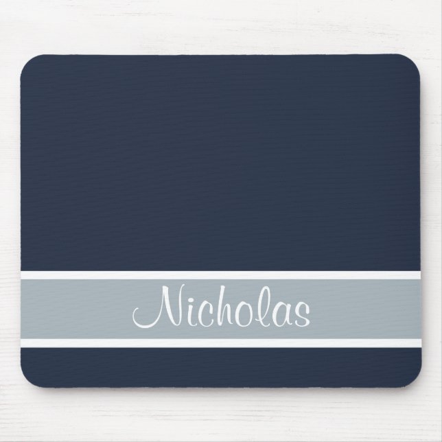 Blue and Grey with Name Mouse Mat (Front)