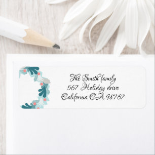 Blue and grey wreath of fir branches return adress