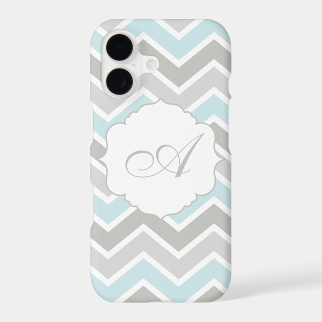 Blue and Grey Zigzag Chevron Monogram (Back)