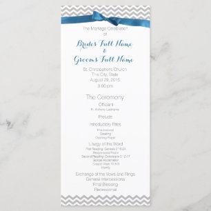 Blue and Grey Zigzag Pattern Wedding Program Programme