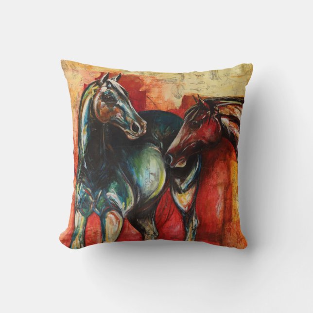 "Blue and Gus" Art Throw Pillow (Front)