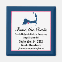 Blue and Hot Pink Cape Cod Map Save the Date