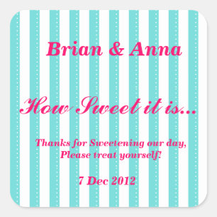 blue and hot pink How Sweet Sticker