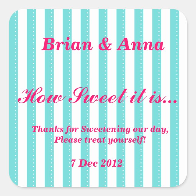 blue and hot pink How Sweet Sticker (Front)